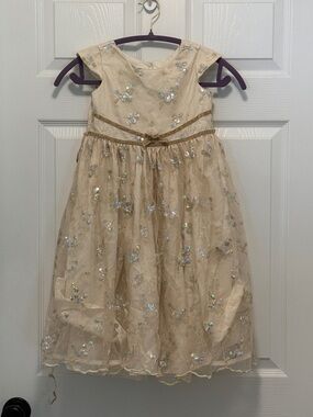 marmellata Champagne Sequin Floral Tulle Dress for Girls